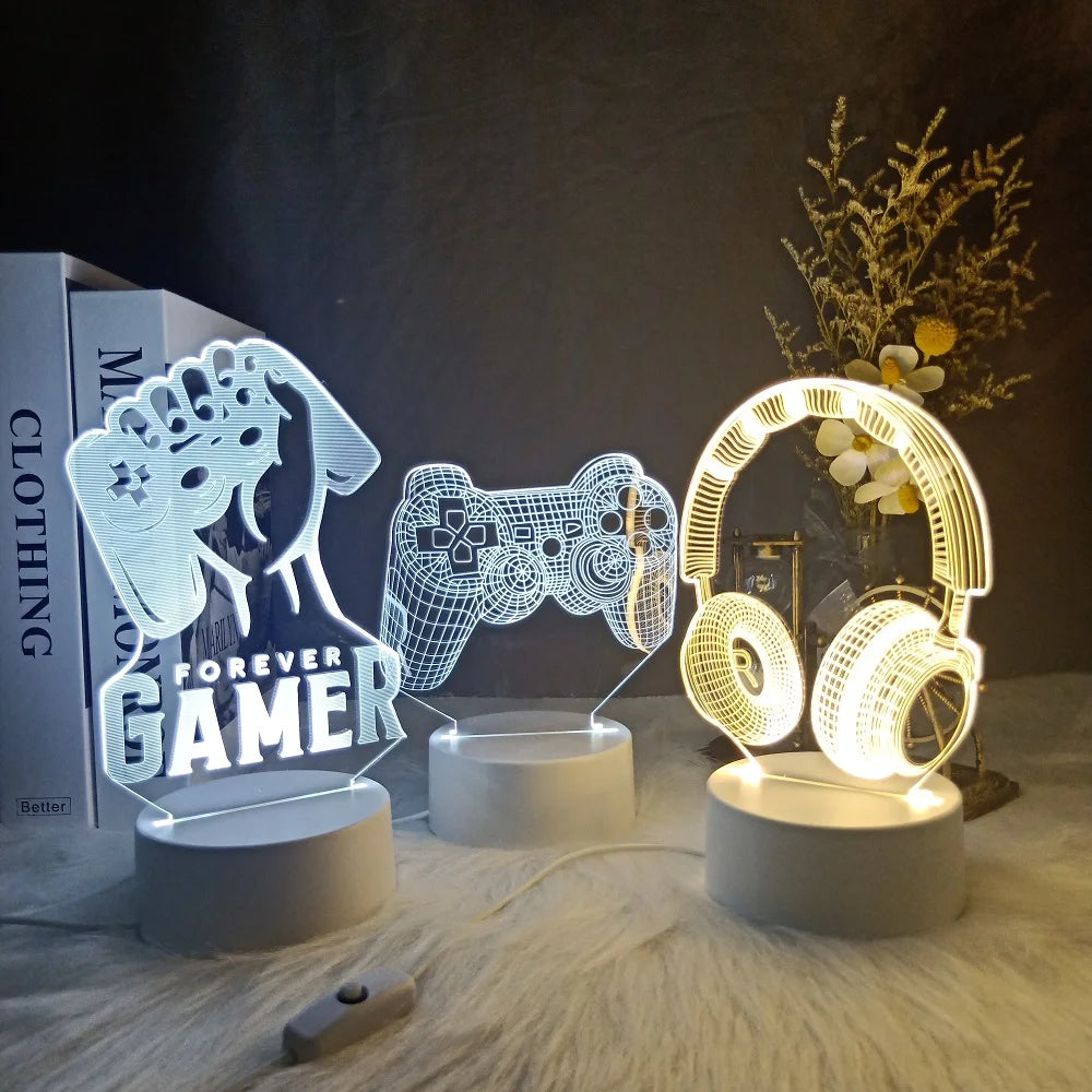 Lampe 3D Gamer LED - Ambiance Geek pour Chambre ou Salon