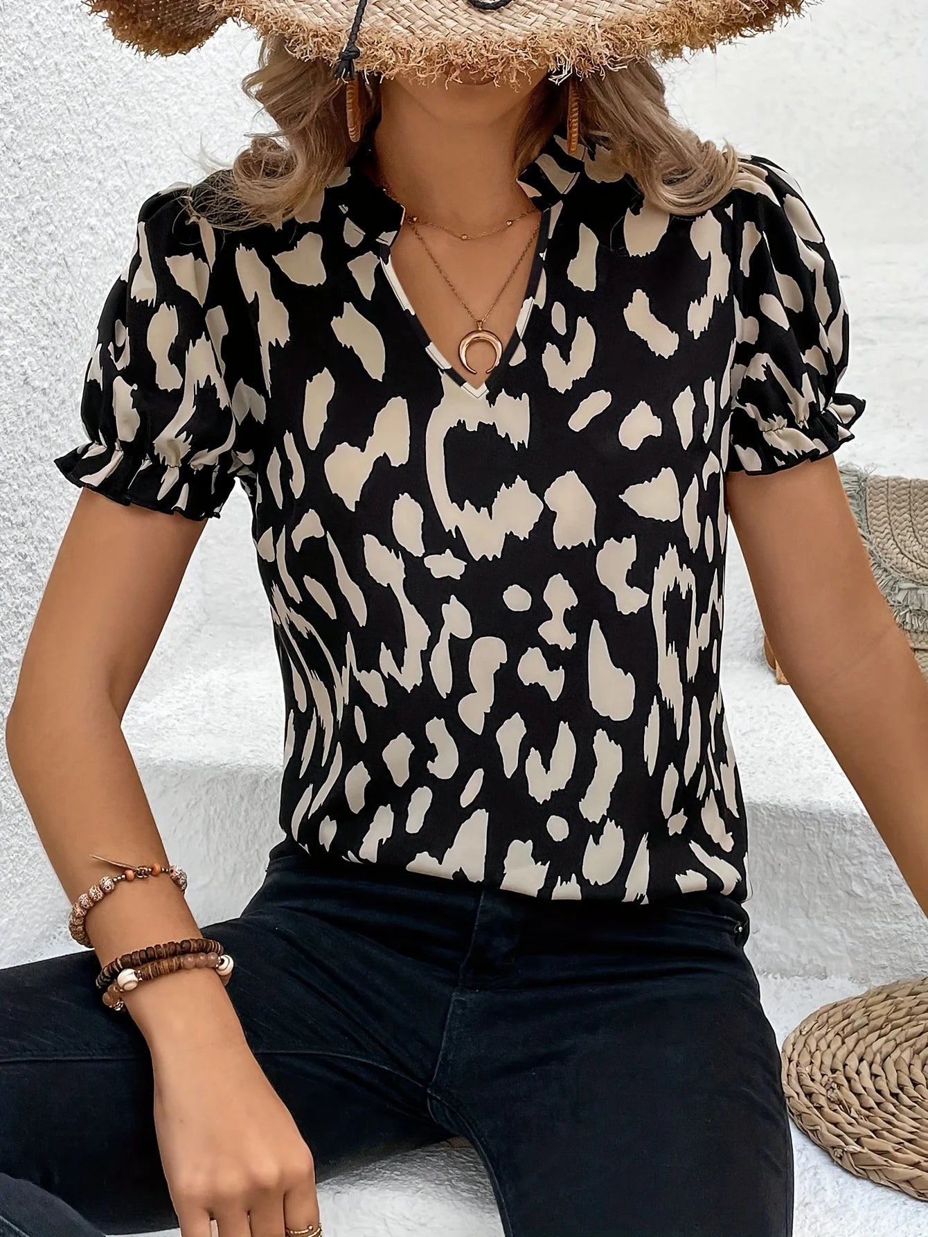 Blouse à Col V "Resort Style"