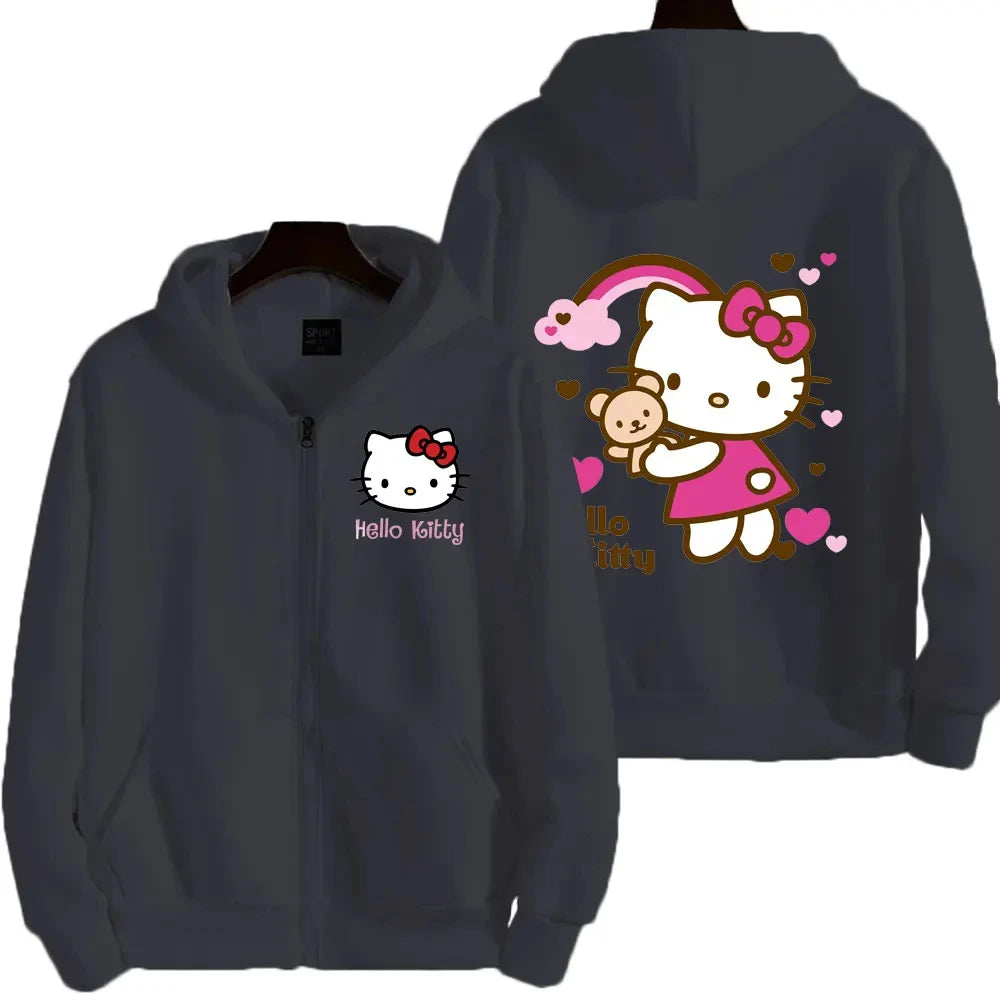 Sweat Zippé Kawaii Hello Kitty 1 - Confort et Style pour l'Automne et l'Hiver