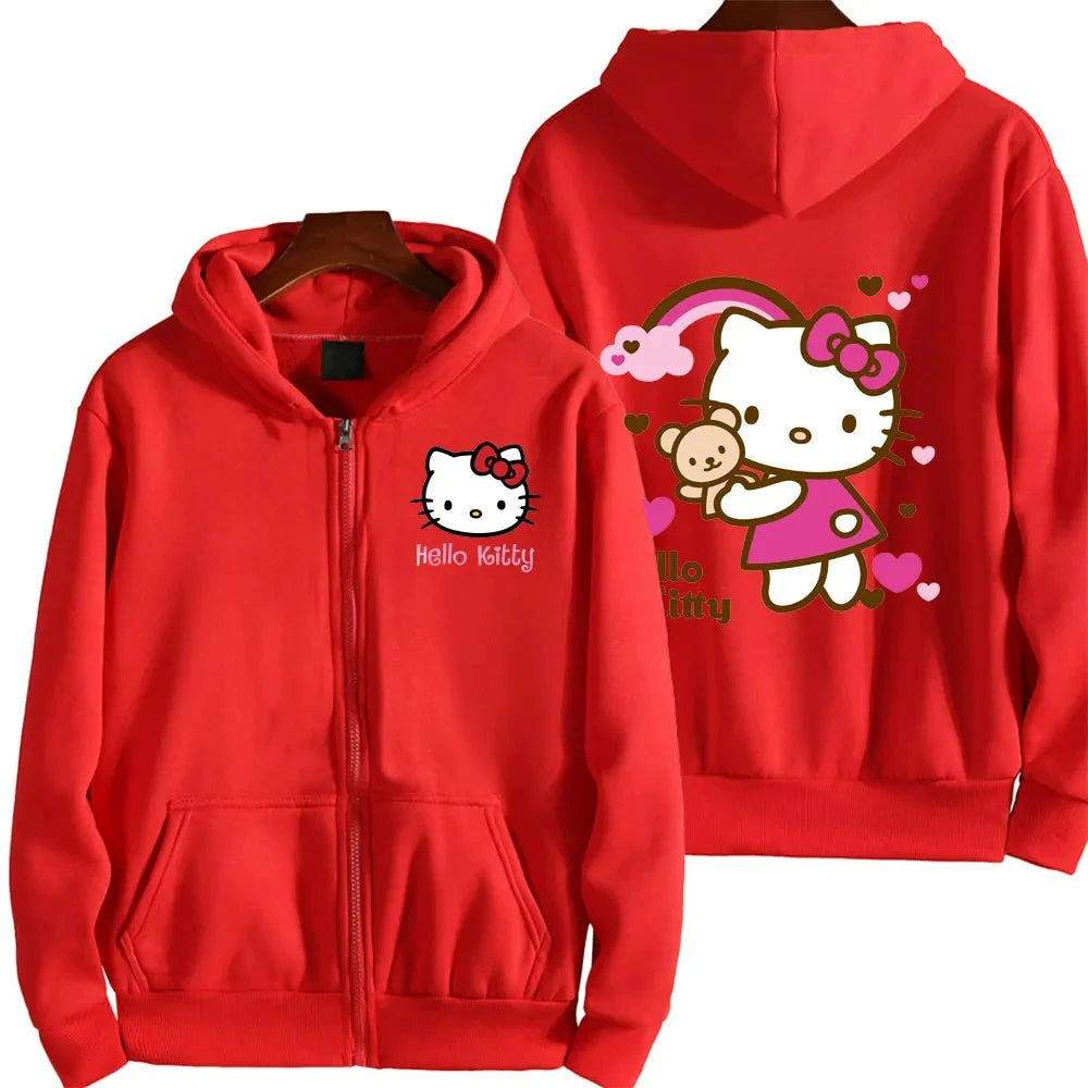 Sweat Zippé Kawaii Hello Kitty 1 - Confort et Style pour l'Automne et l'Hiver