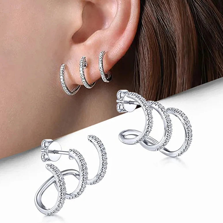 Boucles d'Oreilles Triple Anneaux pour un Look Audacieux