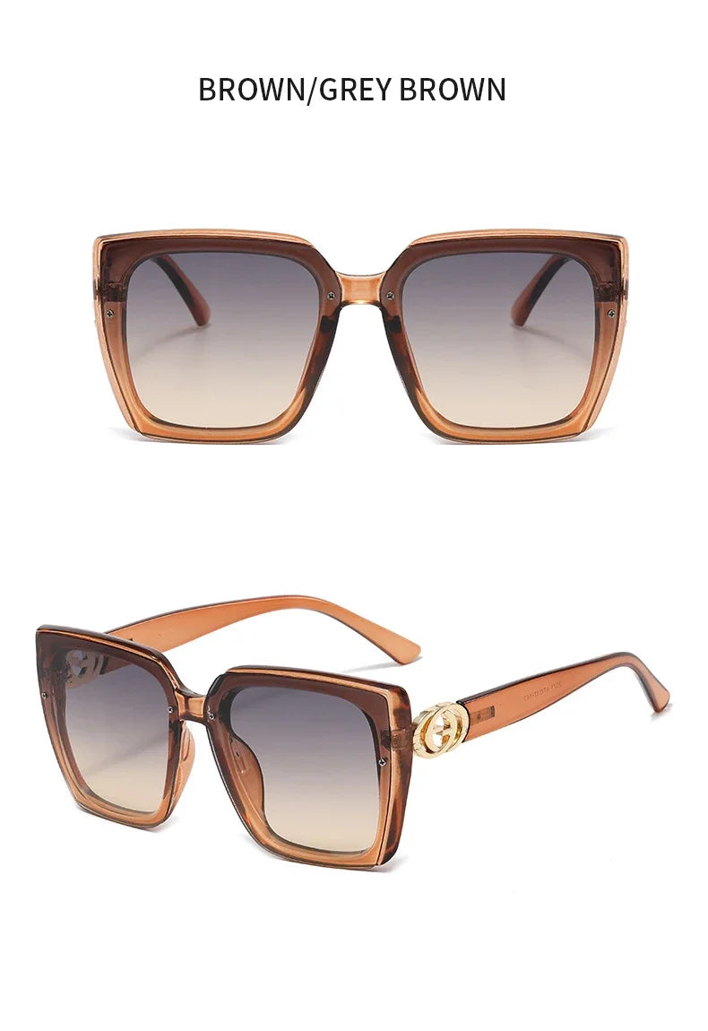 Lunettes de Soleil Vintage Oversized Carrées avec Monture en Plastique